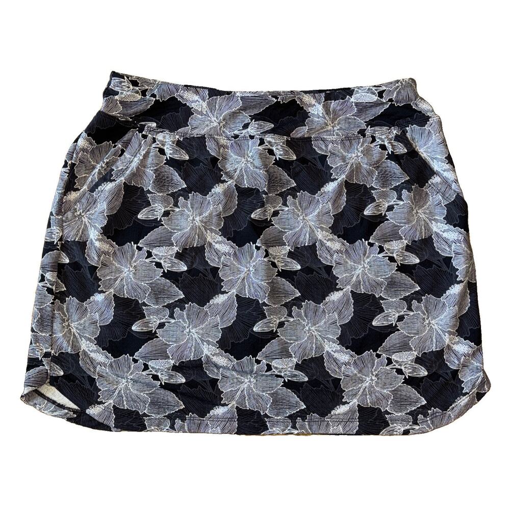 N’VO Lanctot Skort Small Black & White Floral Tennis Golf Woven Skirt Pickleball